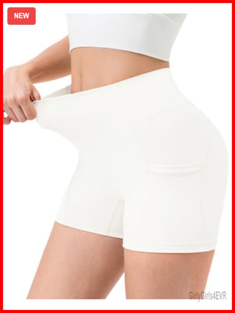 No Front Seam Biker Shorts with Pockets High Rise Tummy Control 4 inch Inseam